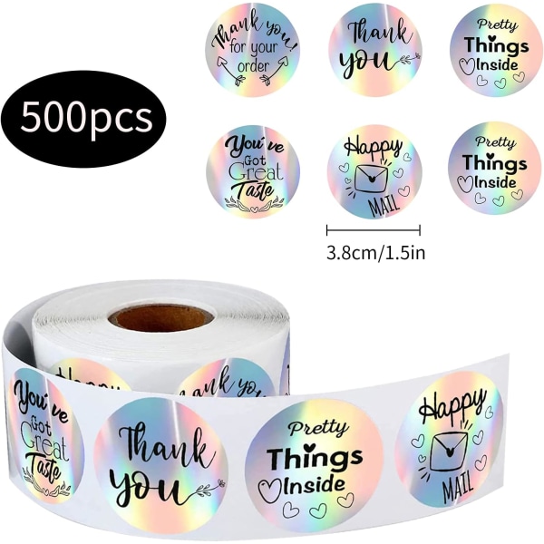 500 stk. Tak Etiket Stickers Tak for at støtte min