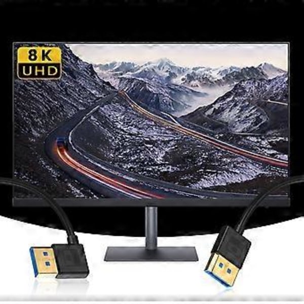 90° Vinklad DisplayPort DP1.4 Kabel Silikon Videokabel för Extrema Temperaturer 8K60Hz 4K/144Hz Hög Definition 30cm upper elbow