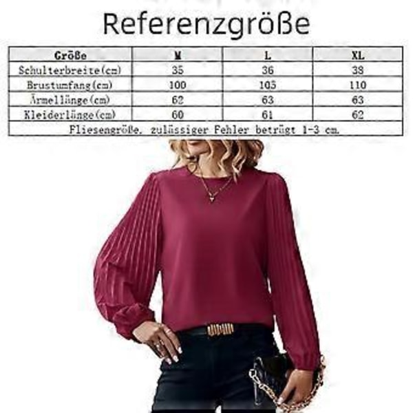 1 STK ensfarvet cross-border skjorte - bordeaux - m (style429)
