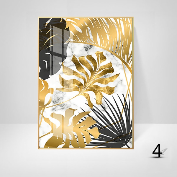 Set med 3 designposters - Skogsmönster Guldfolie Palmblad Oinramad