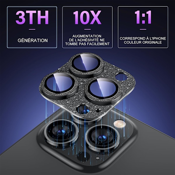 Kameraskydd för svart iPhone 14 Pro/iPhone 14 Pro Max, [En-