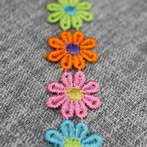Färgglad Daisy Blomspets Dekoration Bröllop Stickning Broderad DIY
