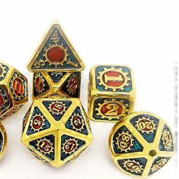 7 st/förpackning Polyedrisk zinklegering för Dragon Scales DnD RPG brädspelstärningar (20) 20