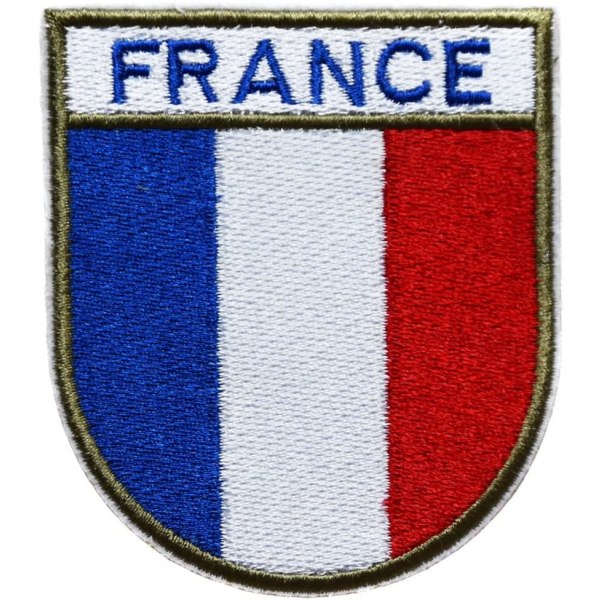 Sett med 5 franske Frankrike våpenskjold flagg opex tap soldat 8x7cm