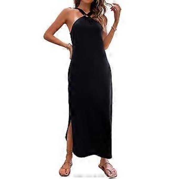 Off Shoulder Kjole Ærmeløs Blød Åndbar Polyester med Lommer Dametøj