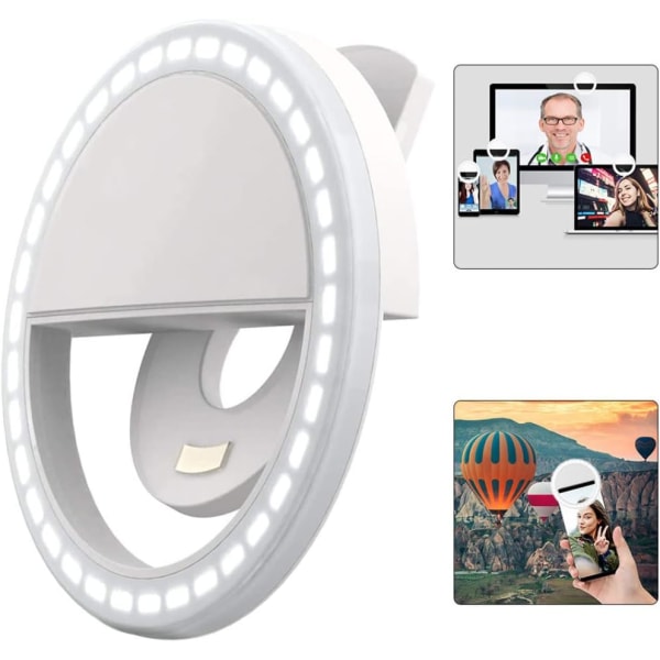 LED-ringlys, selfie-ringlys LED-lys med justerbar telefonholder for mobiltelefon-datamaskinfotografering