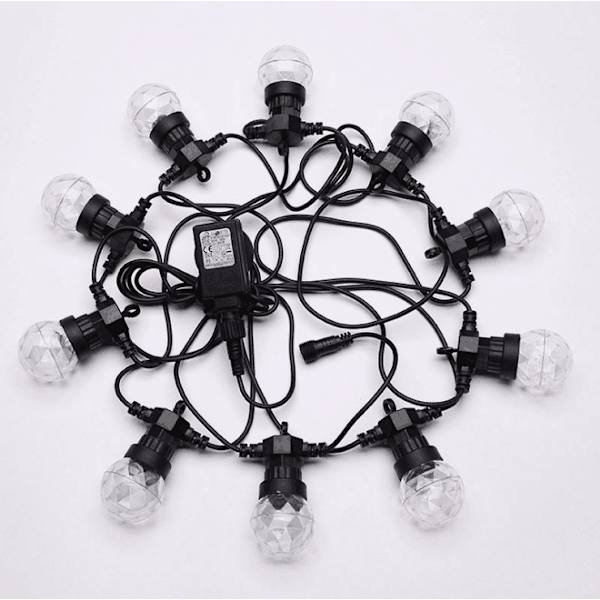 G50 varmt lys + transparent skal, 5 meter 10 lampe (24V lav spænding