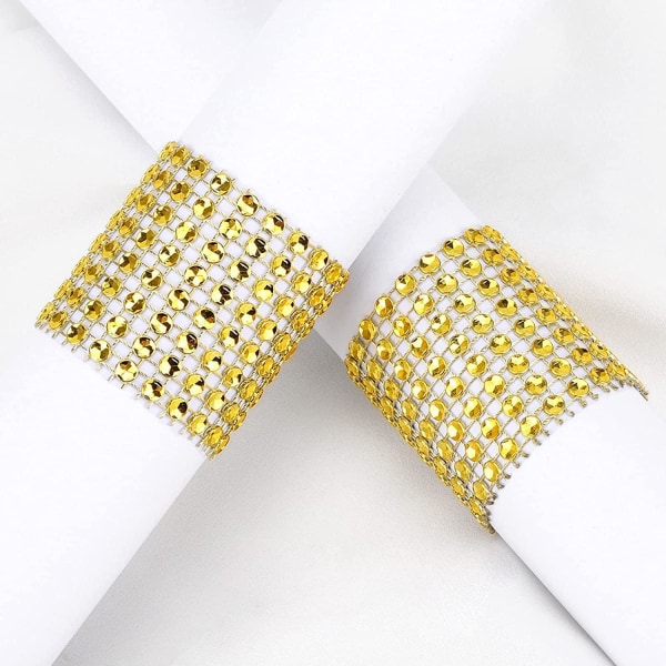 10 stk Gull Serviettringer Blanke Rhinestone Serviettringer Bryllup Na
