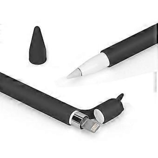 Sød Katteøre Anti-rul Silikone Beskyttende Pose Hætteholder Nib Cover Beskyttende etui Skin til Apple Pencil 1 Sort Black