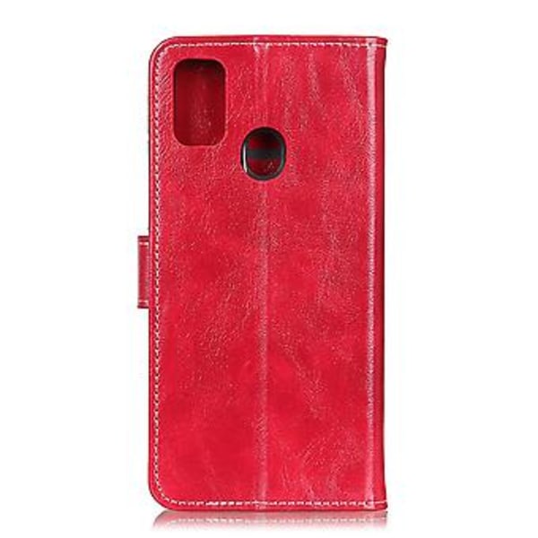 Retro Crazy Horse Textur Horisontellt Flip Läderfodral med Hållare & Kortplatser & För Galaxy A21s Red