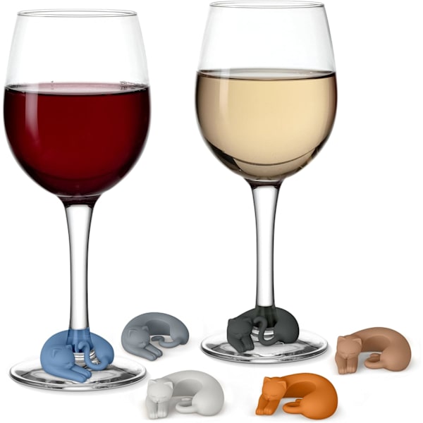 6-delad jul kreativ 3D kattunge vinglas etikett festglas