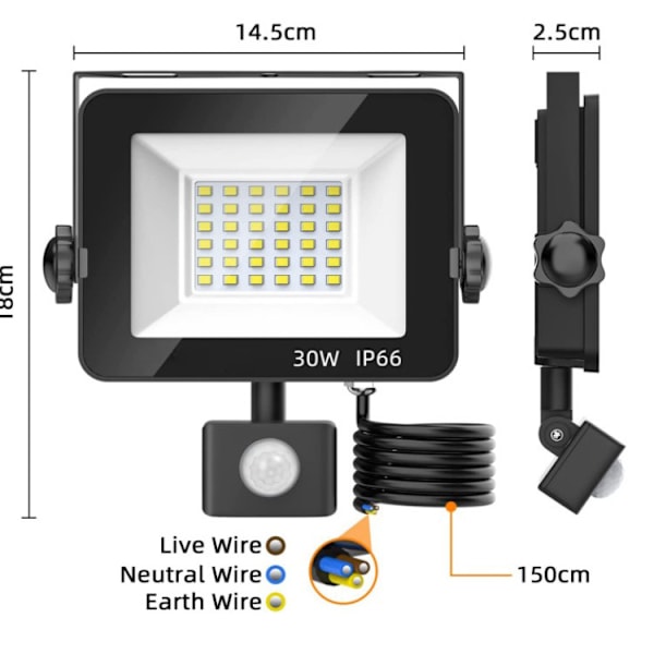 Ulkovalaistus LED-valokeila, Ulkovalaistus LED-spotit, Kylmävalkoinen LED-valokeila