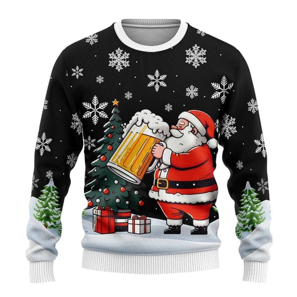 Jultröja med rund hals, Pullover, 3D-tryckt vintertröja med lång ärm - EL3137 - Storlek L L