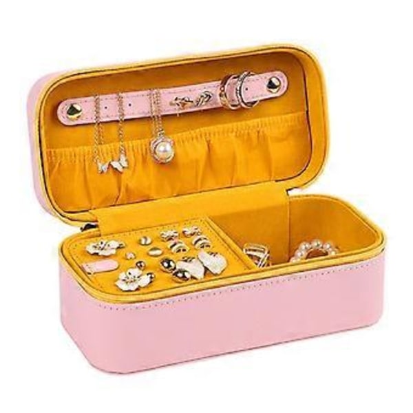 Elegant Smyckeskrin med Flera Fack PU Läder Smyckeshållare Kvinnor Ringar Halsband Örhängen Behållare