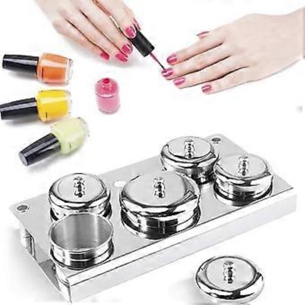 Nagellackbehållare, 5 delar professionell förvaringsbricka i rostfritt stål