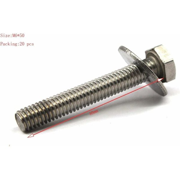 10 stk. M6 50 304 Endbehandlet Rustfrit Stål Hylsesøm