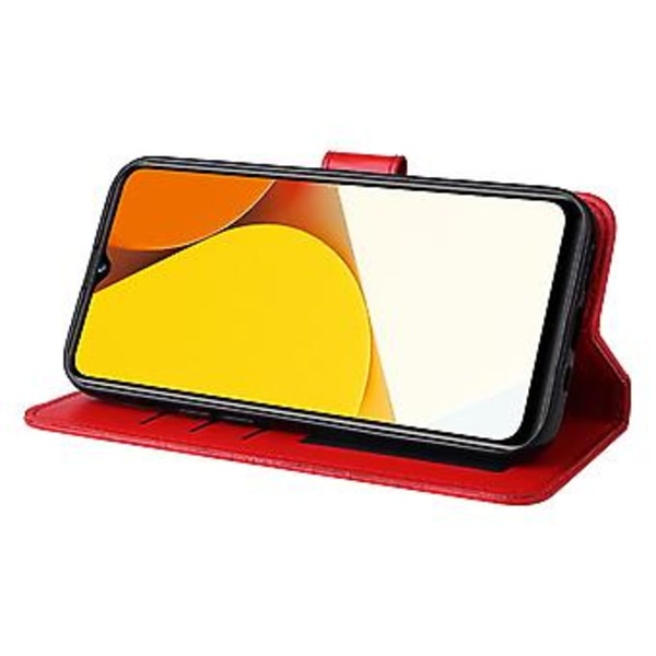 Solros Läder Telefonfodral För vivo Y35 4G / Y22s / Y22 Red