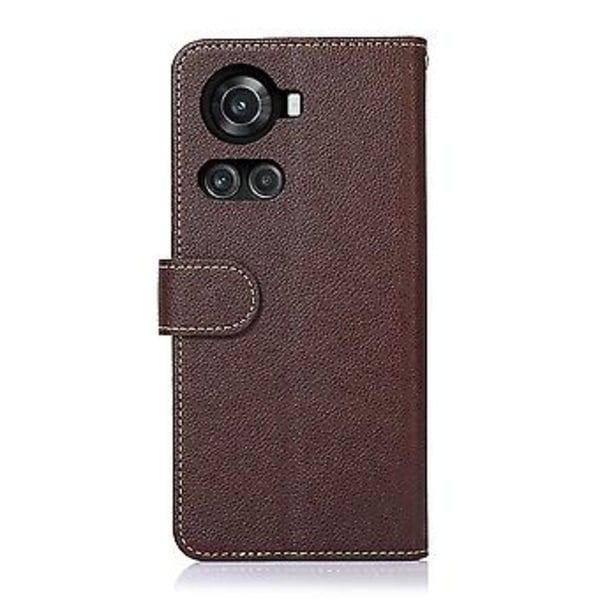 Litchi Textur RFID PU-fodral för OnePlus Ace / 10R Brown