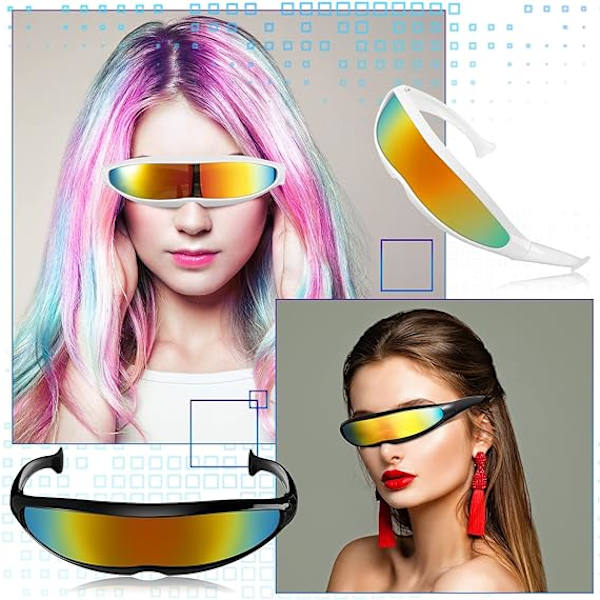 2 Par Future Warrior-glasögon, Alien Cyclops-solglasögon, Cool Fu