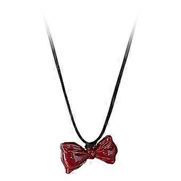 Muotirusetti Sydänkaulakoru Mustalla Nahkanarulla Pitkä Kaulakoru Villapaitaketju Sopii Nykymuotiin bow tie