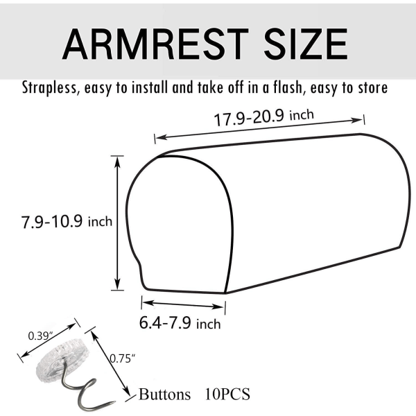 (Svart) Armstödsöverdrag, Set om 4 Stretch Armchair Couch Arm
