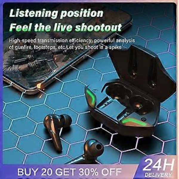 5.0 Bluetooth Trådløse Øretelefoner Ultra-lav Latens Støjreduktion Gaming In-ear A black
