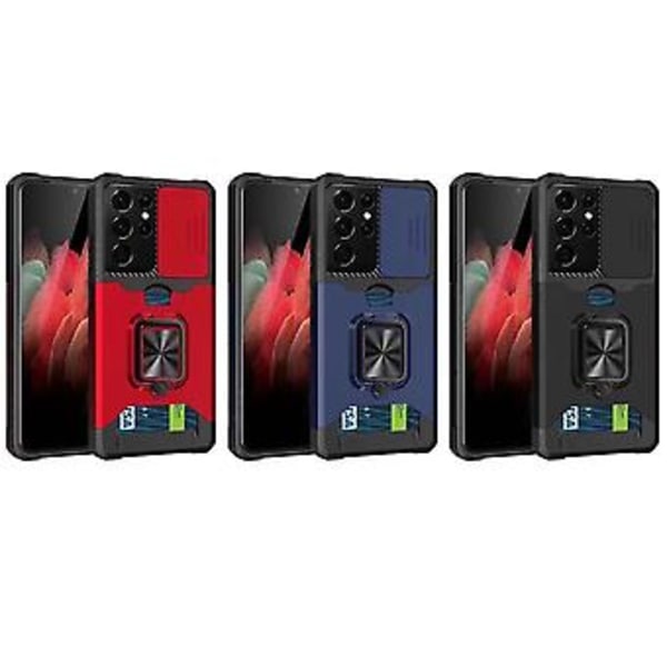 PC + TPU Iskunkestävä Suojakotelo Samsung Galaxy S21 Ultra 5G:lle Blue
