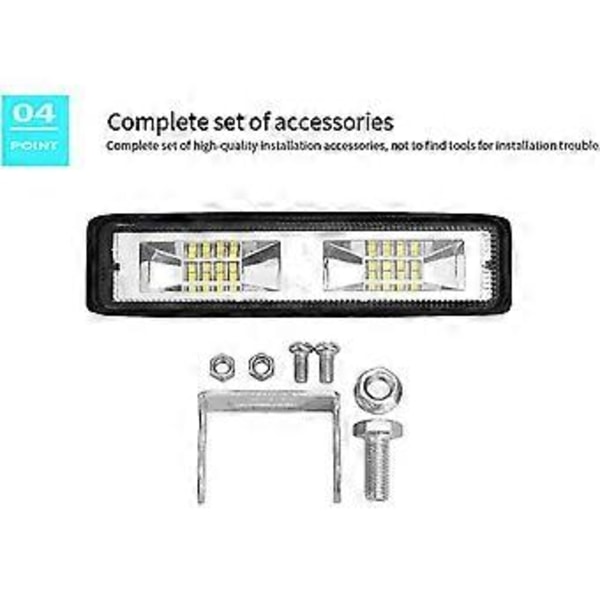 2 x 12V 24V LED Arbetslampa 16 LED 48W Arbetslampa, IP67 Vattentät Djup Off Road Arbetsbelysning för Bil Motorcykel Traktor Lastbilar ATV SUV (48W)