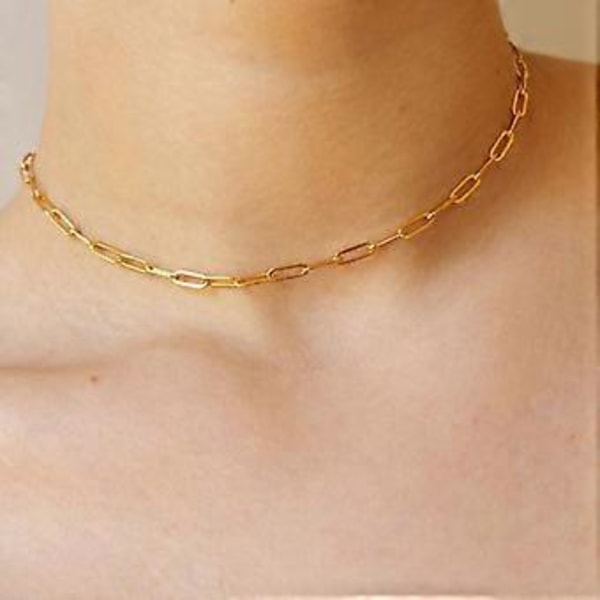 18K Guldbelagt LANG LED KÆDE CHOKER Matchende Kæde Choker Halskæde