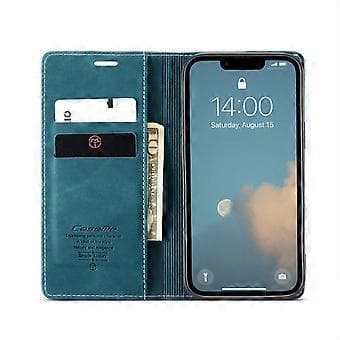 För iPhone 16e Plånboksfodral CASEME 013 Serie PU Läder Telefonskal Ställ Blue