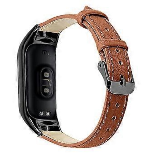 Til Xiaomi Smart Band 8 Ægte Læderrem med Sort Urkasse Style P