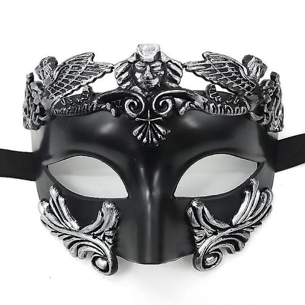 Antiikin Kreikan Spartan Soturi Roomalainen Naamiaisnaamio Miehille Venetsialainen Naamio Hääpallo Naamio Mardi Gras Naamio. Musta Hopea. Black Silver