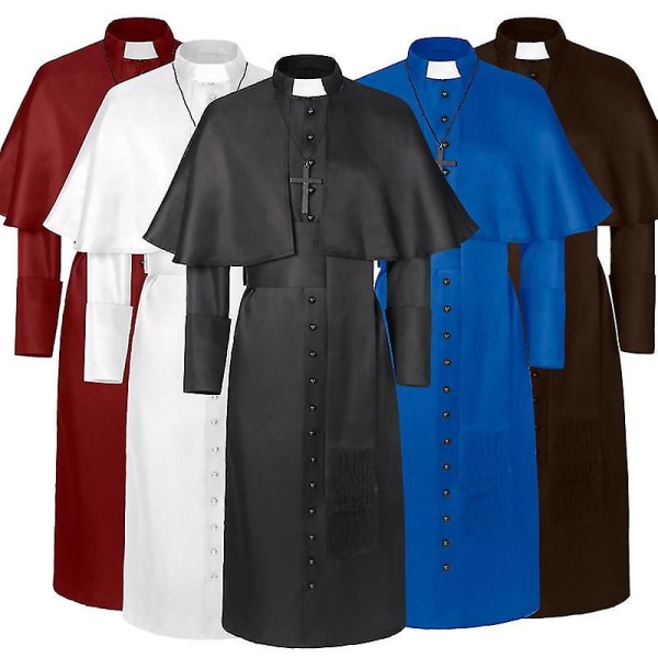 Keskiaikainen munkki velho pappi cosplay -asu Halloween-viikatemiehen viitalla - rooliasu.XXXL.musta Black XXXL