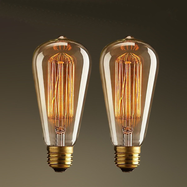 2 kpl 40W E27 Edison ST64 Vintage-lamppu