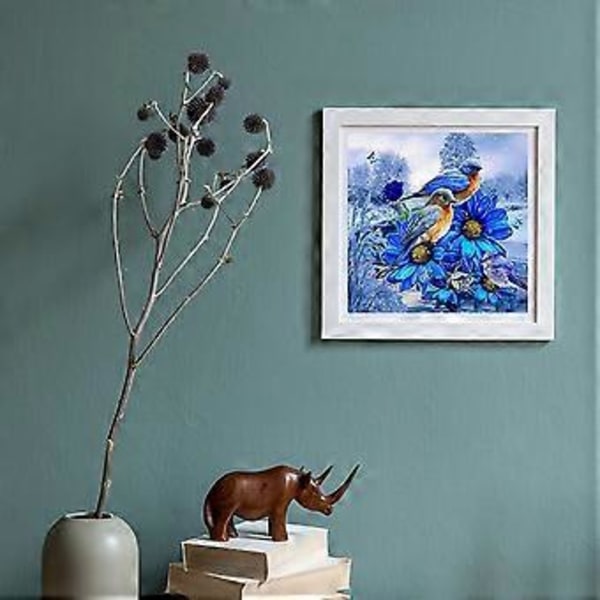 5D DIY Timanttimaalaus Täysi Sarja - Siniset Linnut/30 * 40cm, Maalaus Kirjonta Ristipisto Timantti Ommel Numeroilla Lapsille Aikuisille Seinätaide Lahjat Dec