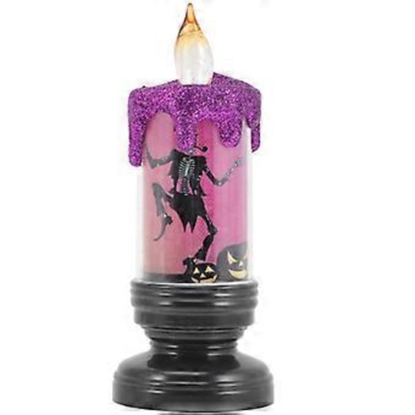 Halloween Ljus LED Flamlös Skelett Ljus Halloween Party Ornament (Violett)