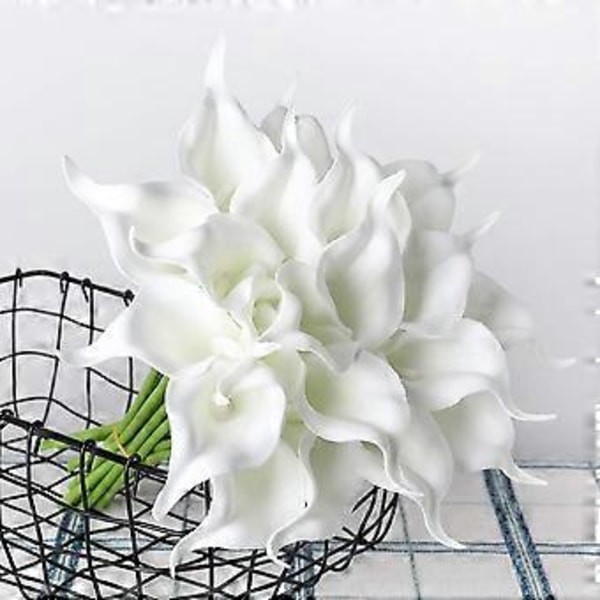 20 stk. Calla Lily Kunstige Blomster Bryllupsbuket Blomsterdekoration (Hvid)