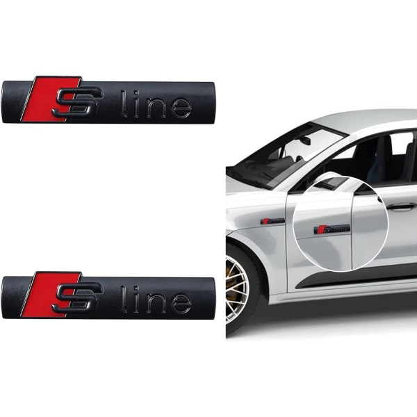 Auton tarra, 2 kpl 3D Sport Emblem S Logo -kirjaimet Auton ulkopinnan tunnusmerkki A3 A4 A5 A6 A7 A8 Q2 Q3 Q4 Q5 Q7 S3 S4 S5 S6 S7 S8 RS TT -sarjaan（B）