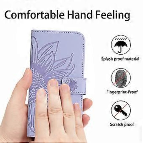 Til Oppo A58 4G Wallet Telefon Cover Solsikke Prægning Stativ Læder Etui med Håndrem Style B