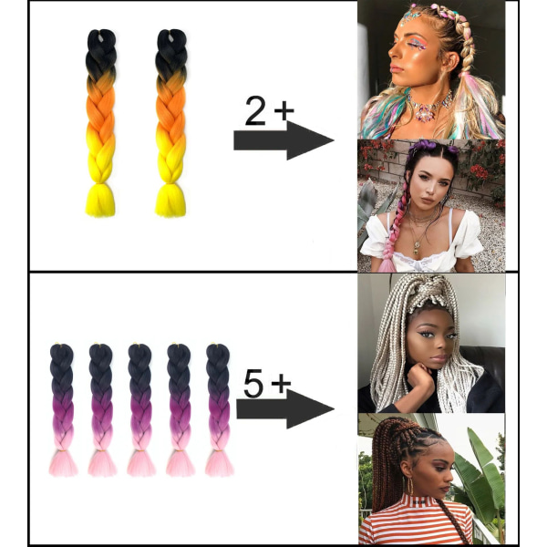 Fyra delar fläthår set, Jumbo fläthår extensions, Br