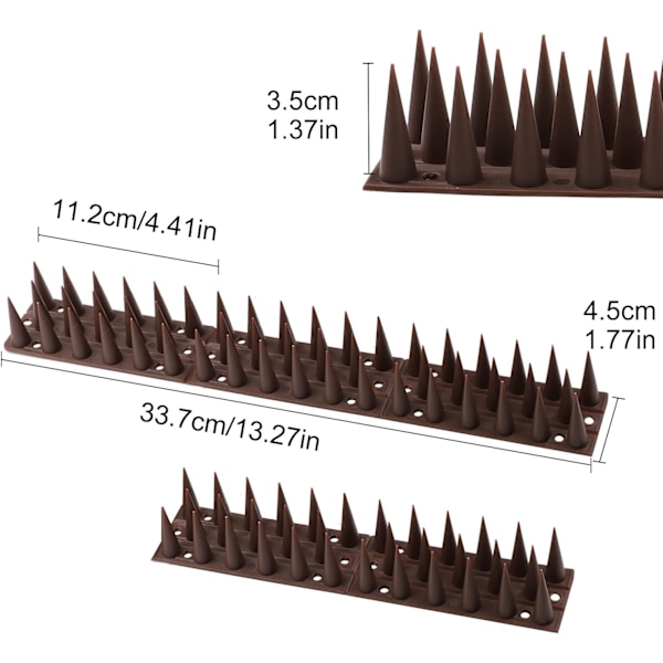 Fågelspikar, 14 st anti-duvspikar 4,6 meter 3 rader (mörkbrun)