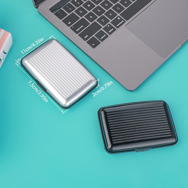 Set med 2 (svart+silver) Mini Kreditkortshållare RFID-skydd Al