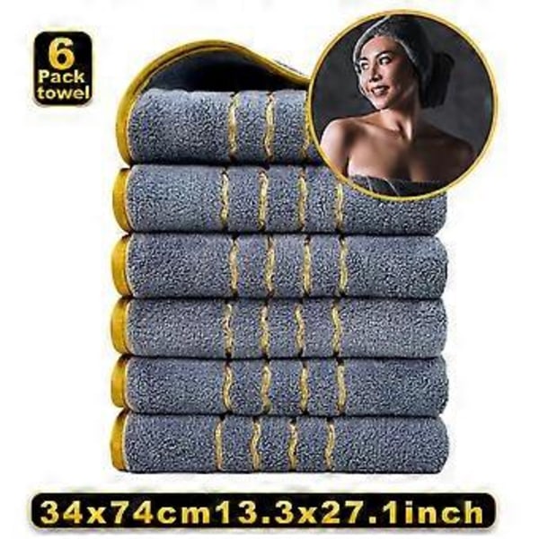 6-delt Håndklesett Velvet Spun Svært Absorberende Mykt Badehåndkle Egnet For Baderom Spa Gym F