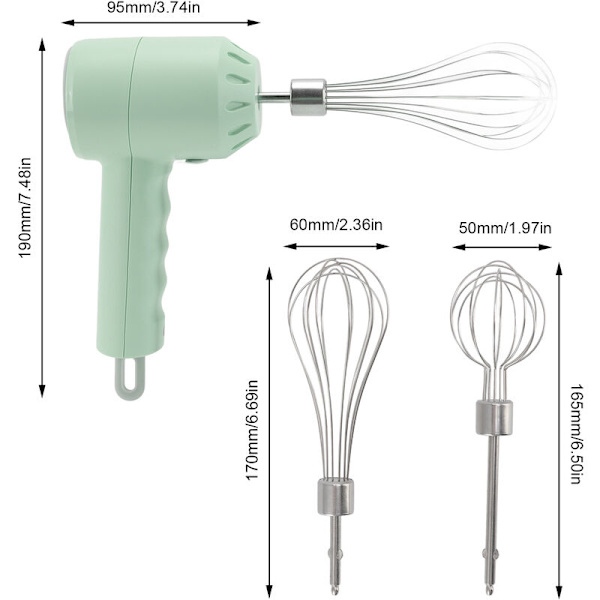 3-växlad sladdlös elektrisk handmixer 20W kökshandmixer med äggvisp för matlagning grön