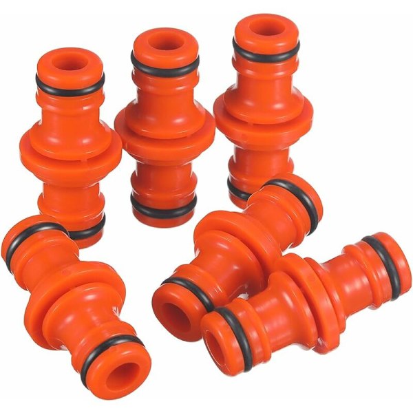 6 stk. dobbelt haneslangekobling slangefittings til at forbinde haveslange