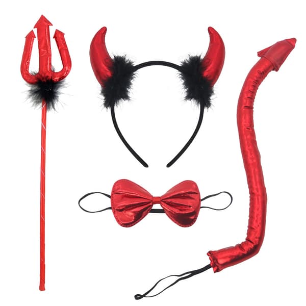 Halloween djevelhorn hodeplagg 4-delt sett, Halloween festkostyme og rollespillgave