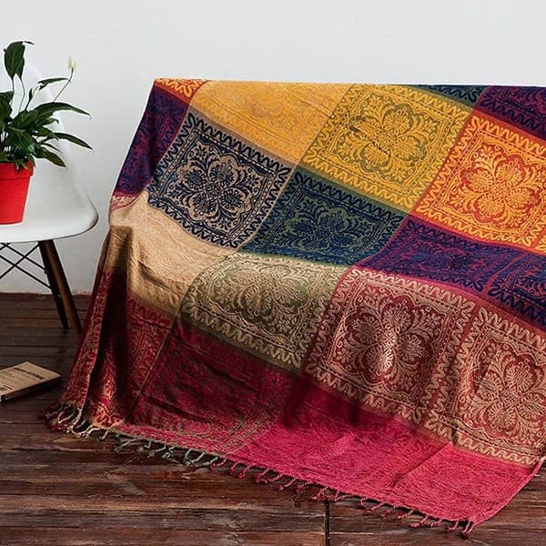 Boho Kastan, (60\" x 75\", Rød Grøn Blå Gul) Farverig