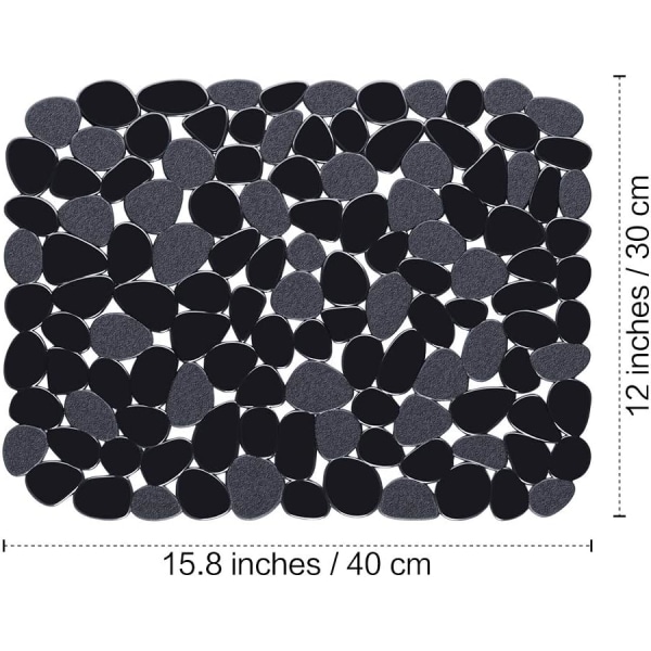 Pebble Diskho-underlägg för diskho i rostfritt stål, PVC Diskho-sadelskydd Köksdiskho-underlägg för porslinsdiskho, Disk och Glas (Svart, 2-pack)