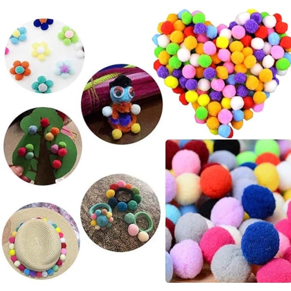 2000 kpl askartelupompoms, monivärisiä, pyöreitä, 8 mm:n minipompompalloja