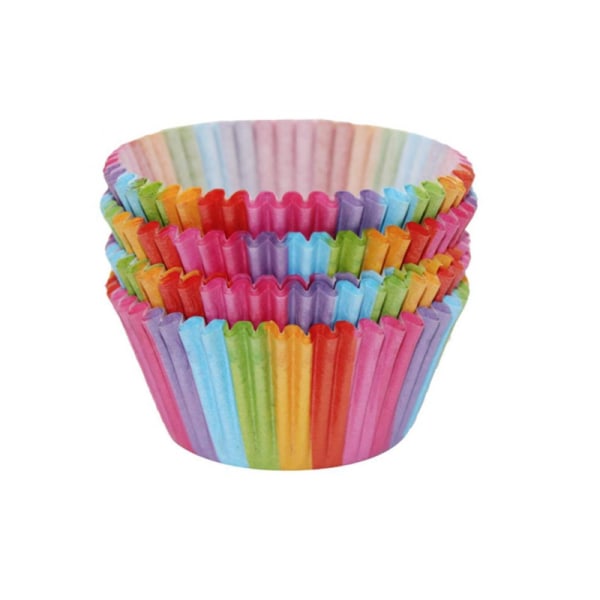 100 stk. Cupcakeforme, Regnbue Kagepapirkopper til Fødselsdagsbryllup
